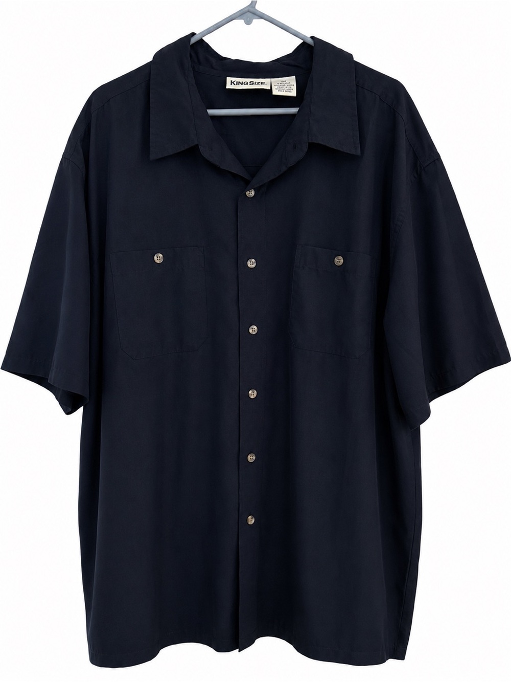 KingSize Men's Short-Sleeve Navy Button-Down Shirt